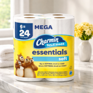Charmin Essentials - Rollo de papel higiénico suave de 2 capas
